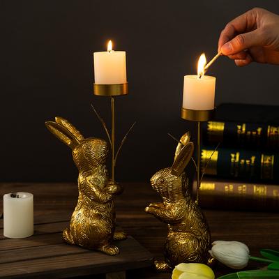 New Easter Bunny Candlestick Ornaments Home Living Room Desktop Restaurant Candlestick Resin Crafts