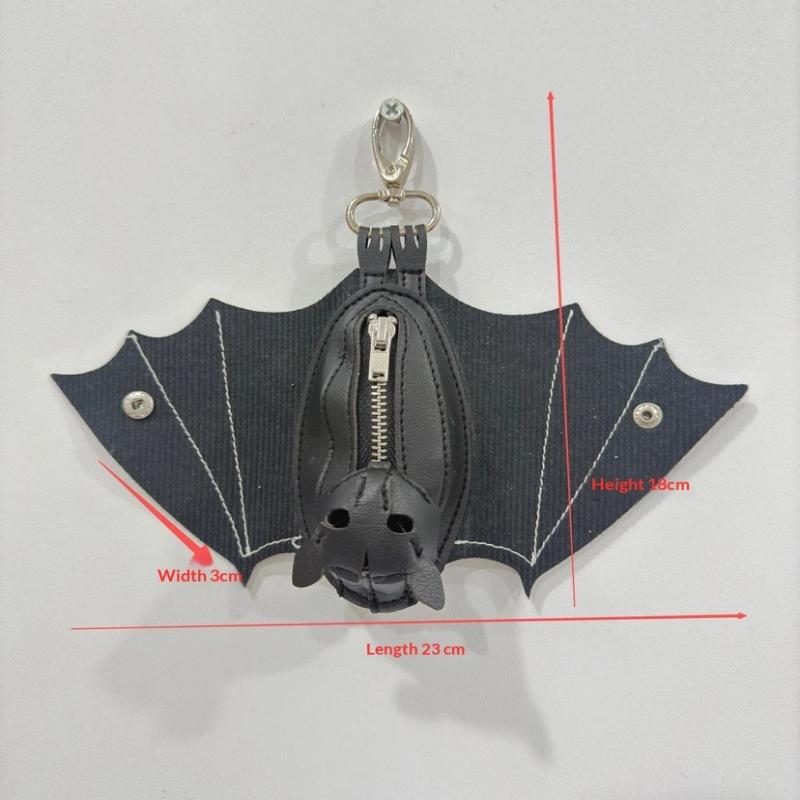 Pu Leather Bat Coin Purse With Bat Keychain - Bat-Themed Zippered Coin Pouch Wallet Suitable For Women'S Dress & Bat Costumes