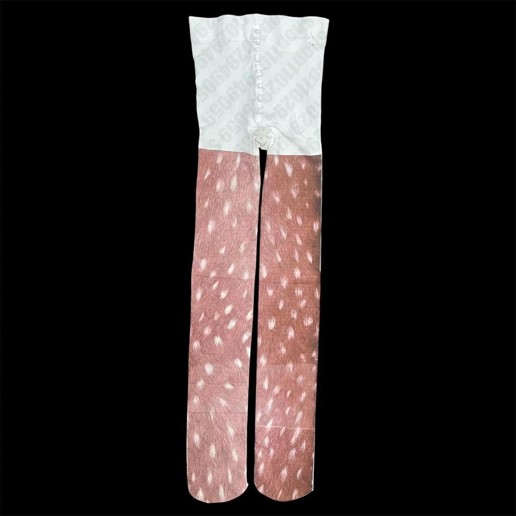 Harajuku Y2K Style White Graffiti Deer Print Long Socks Over Knee Thigh High 2000S Stockings Cosplay Cute Sock Kawaii Emo Girls