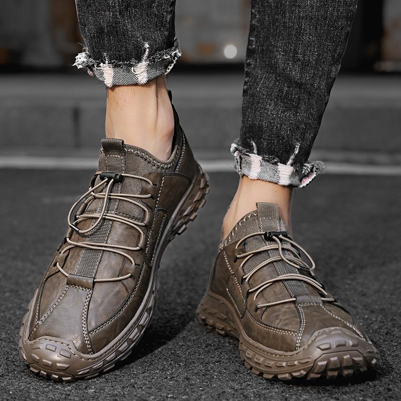 38-46 Men's Fashionable Solid Color Retro Casual Leather Shoes Outdoor Sports Casual Shoes Men Party Shoes