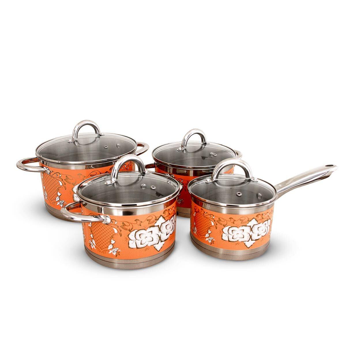 

Набор кастрюль Pomi D oro P-640362 Fiore Coral 18см, 20см, 24см и 16см Соусница с крышками