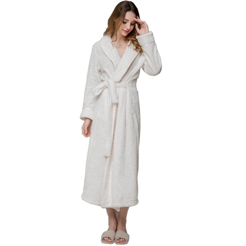 Women's and Men's Thick Flannel Morning Robe for Autumn/Winter Home Wear
