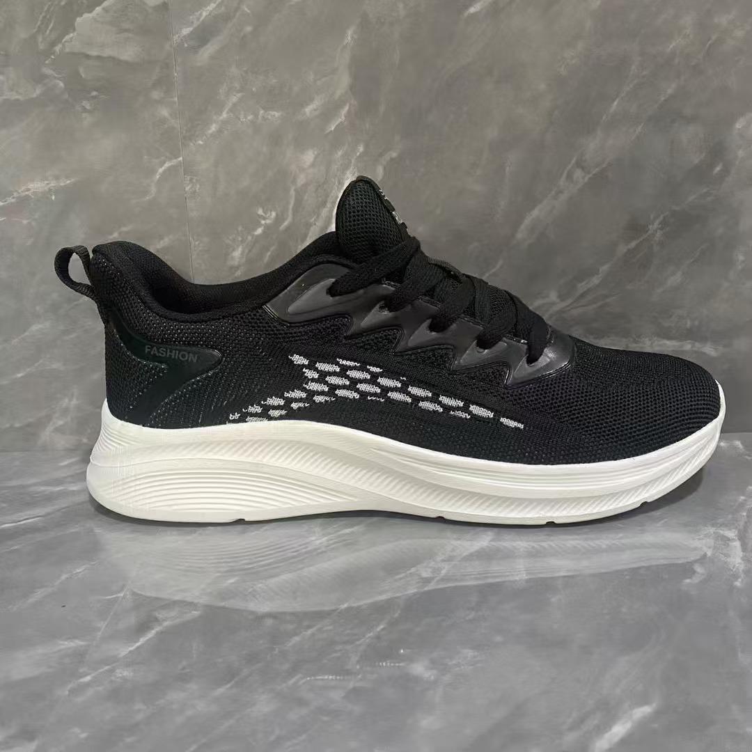 

Осінні нові спортивні чоловічі туфлі з м якою підошвою, надлегкі, холодні липкі туфлі 2024, повсякденні туфлі, дихаючі кросівки з сітки fly-woven для бігу 44 чорний