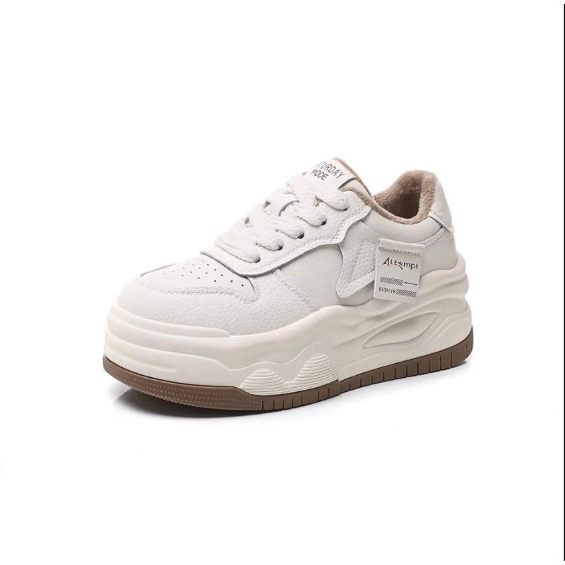 Niche Thick Baseplate Shoes Women's Spring New Versatile Height Increase Panda White Shoes