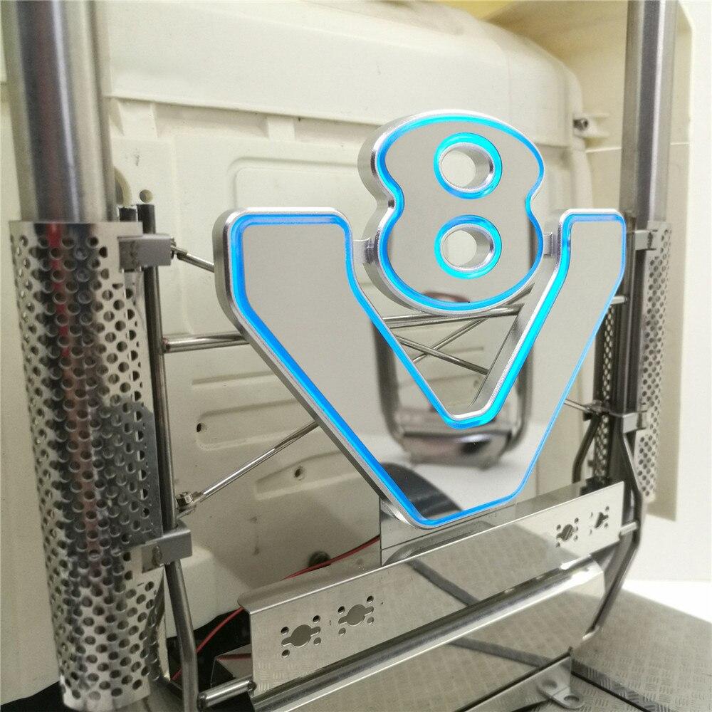 Metall V8 Auspuff mit Licht Für 1:14 Rc Tamiya Scania Lkw R470 620 730 56323