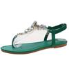 New Flat Toe Rhinestone Sandals, Simple Casual Fashion Non-slip Women's Sandals, Beach Shoes