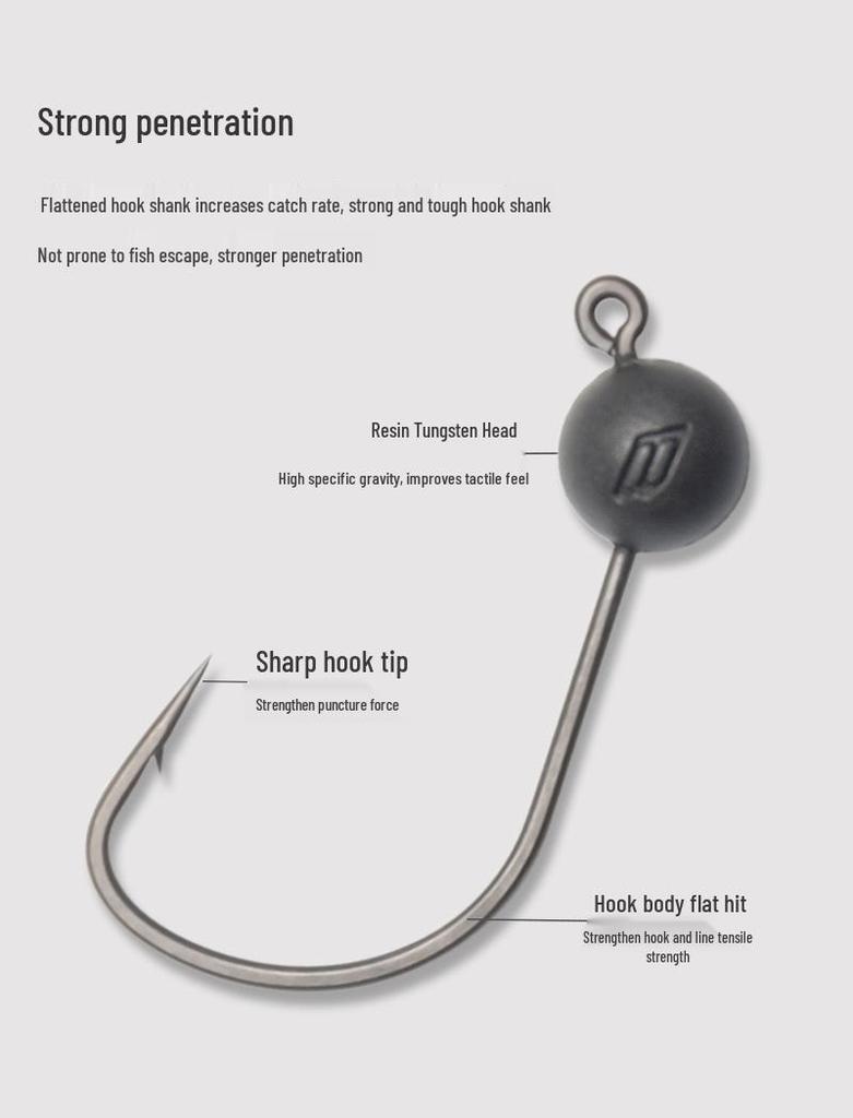 BKK Micro Lead Head Resin Tungsten Inchwacky Lure Hook for Soft Worm Bait - Black Pit Perch.