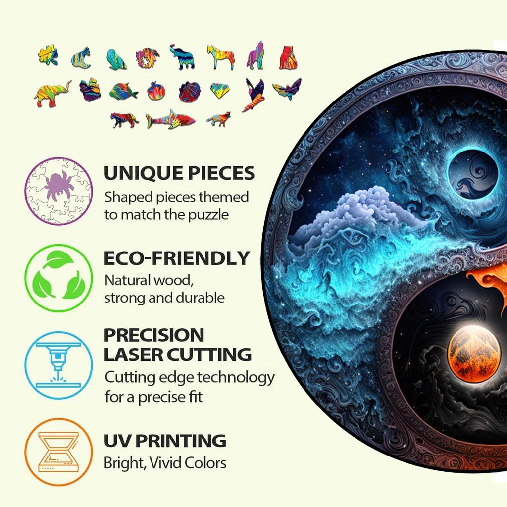 TaiChi Iq Puzzles Wood Board Games Ideal for The Whole Family Learning Plus Education Action Figures Craft Playthings Jigsaw Wooden Puzzle