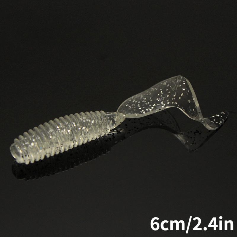 50PCS 5/6/7cm Simulation of Cringetail Maggot Soft Bait -- Soft Worm Single Tail Mandarin Fish Bass Bait Multi-size Soft Bait