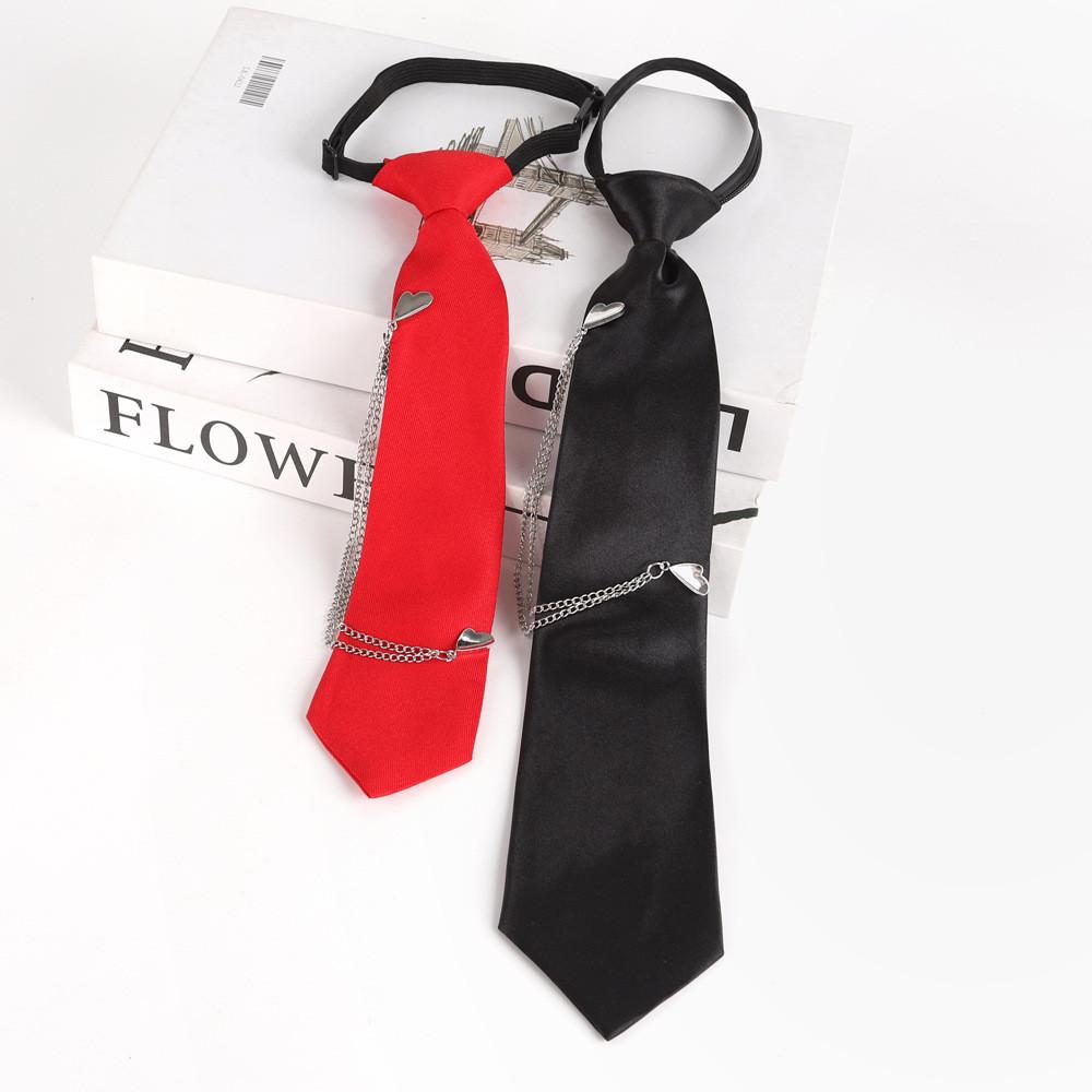 Klassische Polyester-Krawatte mit Metallkette für Herren Damen Freizeit Bürokleidung