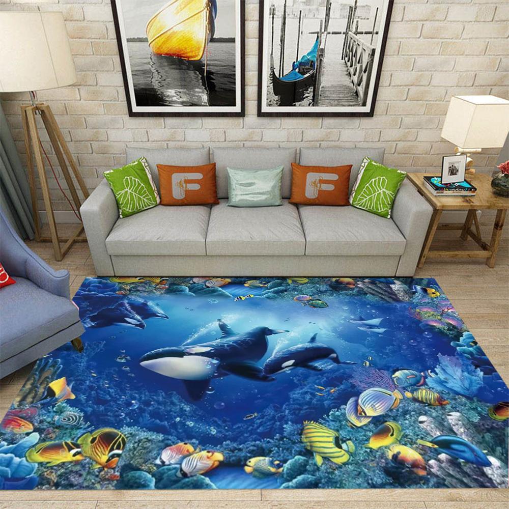 Large Marine Life Area Rug with Sea Turtles and Coral Reefs Living Room Bedroom Colorful Decor Carpet Home Decoration Ma