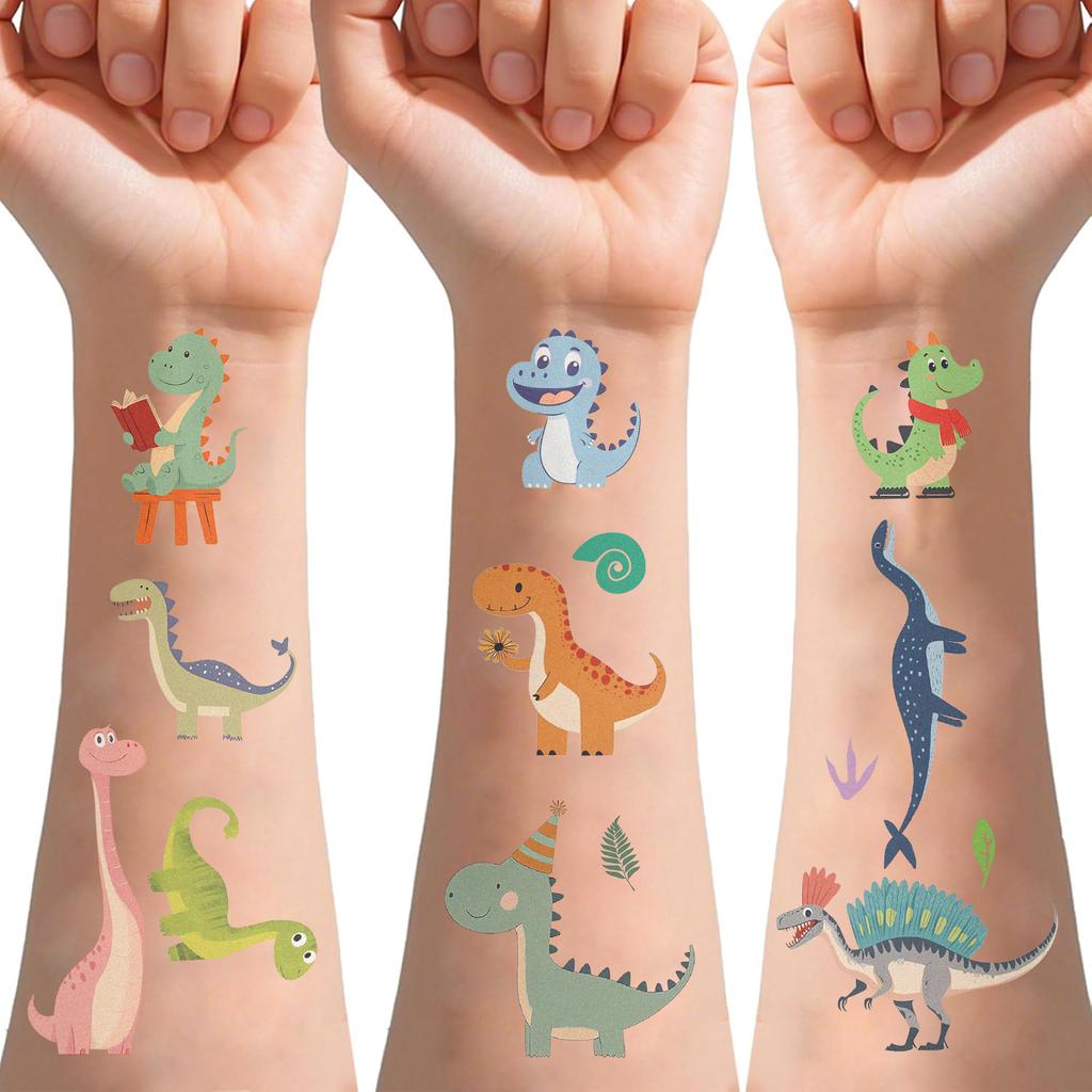 10 Blatt Dinosaurier Tattoo Aufkleber Glitzer Material Cartoon Party Langanhaltend Wasserdicht Temporäre Tattoo Aufkleber