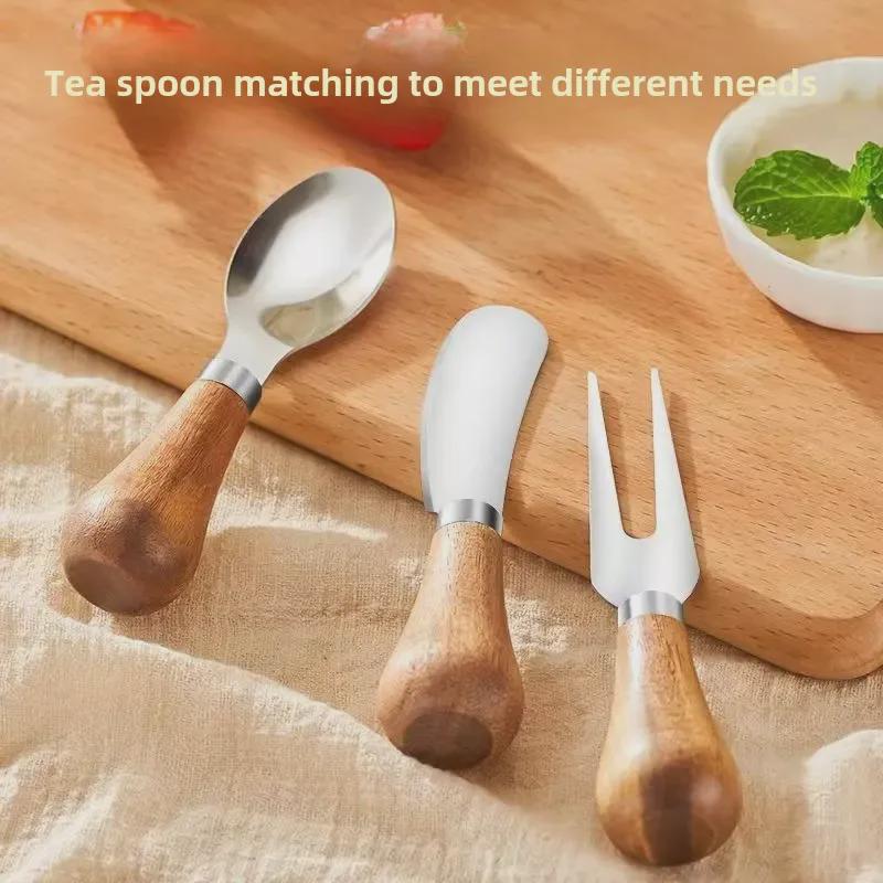 Stainless Steel & Wood Handle Butter and Cheese Knife Set