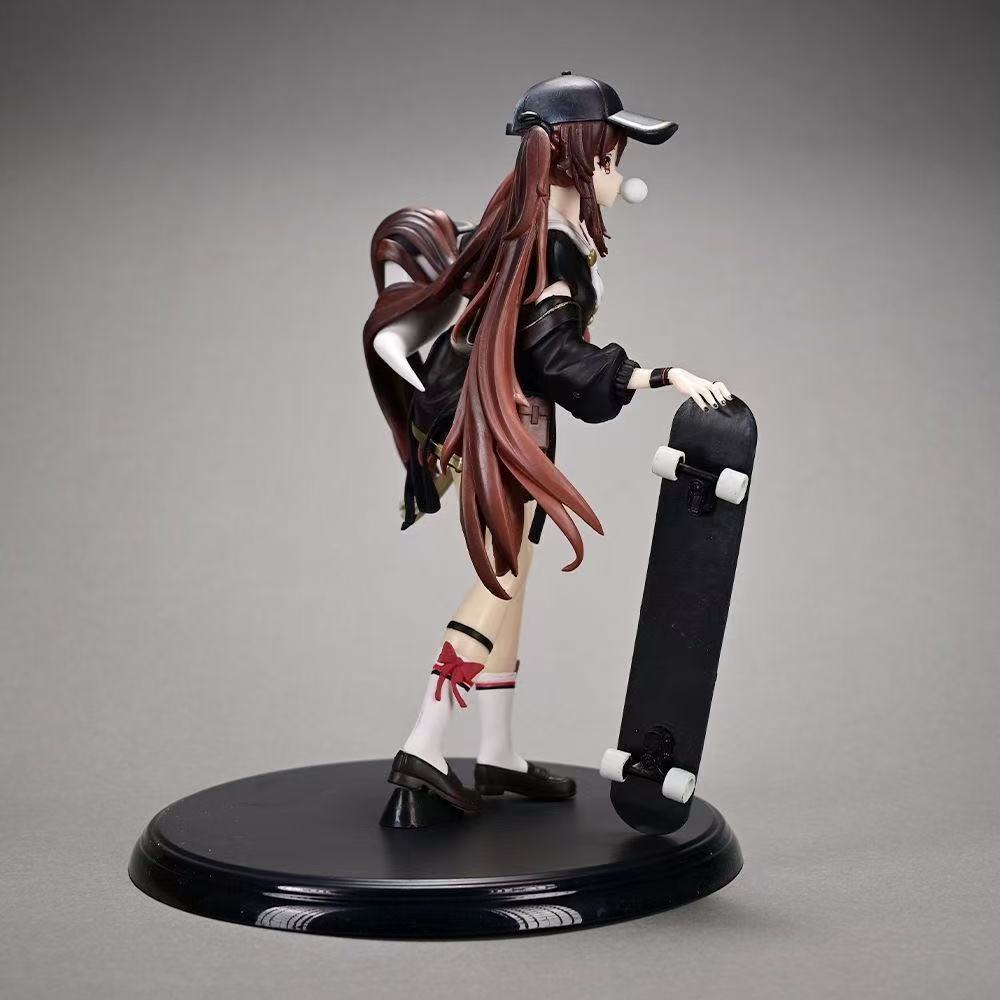 Hot Anime Genshin Impact Figures Gk Hu Tao Action Figures Skateboarding Trendy Clothes Pvc Model Collection Toys Birthday Gifts