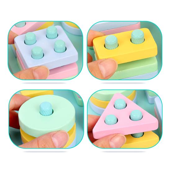 Kids Stacking Building Block Toy Toddlers Boys Girls Geometric Shapes Sorting Color Learning Fine Motor Skills Educational Building Block Toy
