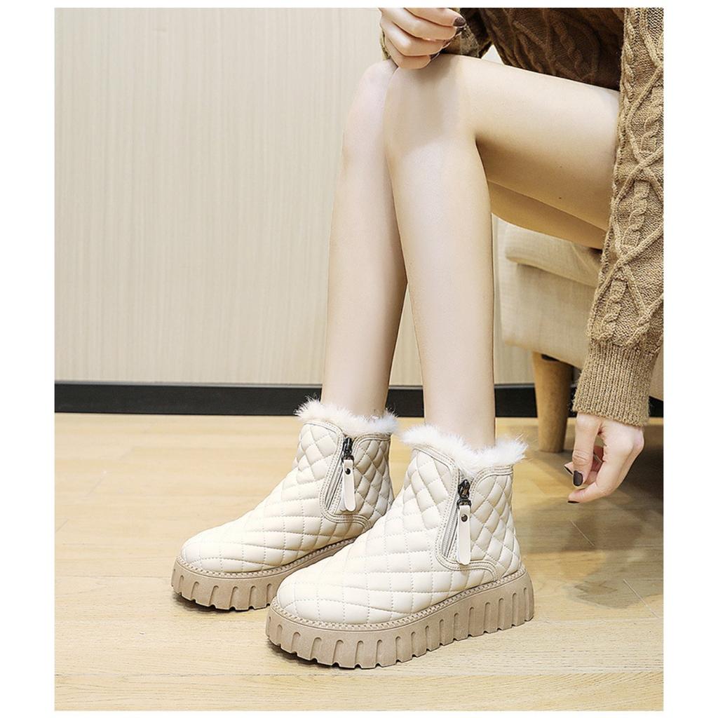 Women's Winter Boots with Faux Fur Lining & Zipper Closure -Toe Ankle Boots with Cushioned Insole- Casual & Semi-Formal Winter Footwear