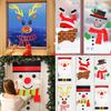 Delightful Christmas Nonwoven Fabric Door Decorations Featuring Cute Santa And Snowman