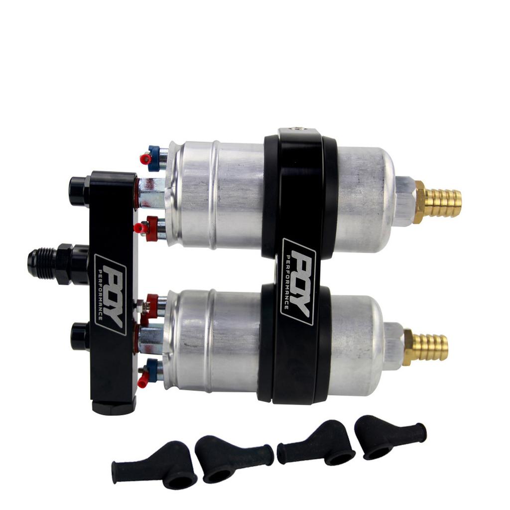 WLR - Twin Fuel  Bracket Billet Aluminium Assembly   In Black for 044 Fuel  With