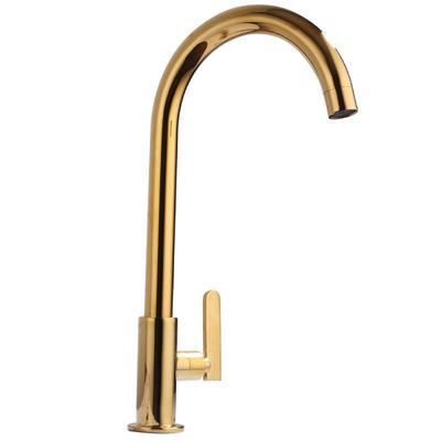 Łazienka złoty pojedynczy otwór mosiężny kran kuchenny obrót o 360 stopni pojedynczy zimny kran zlewowy krany wodne