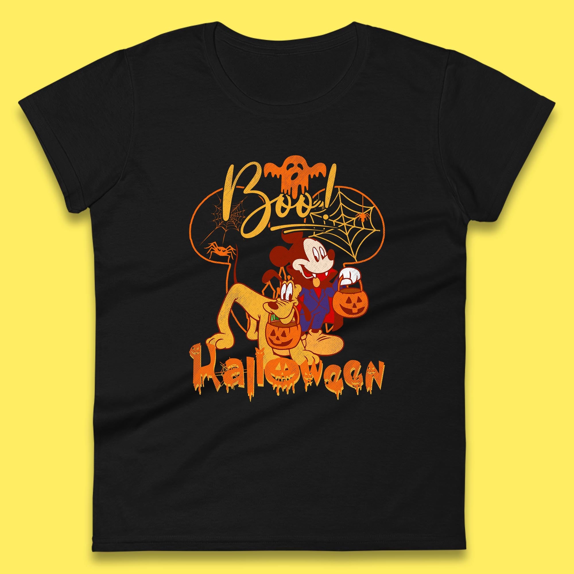 Boo Halloween Mickey Mouse And Pluto Friends Disney Halloween Disneyland Trip Womens Tee T Shirt Mens Tops Unisex Top 4XL