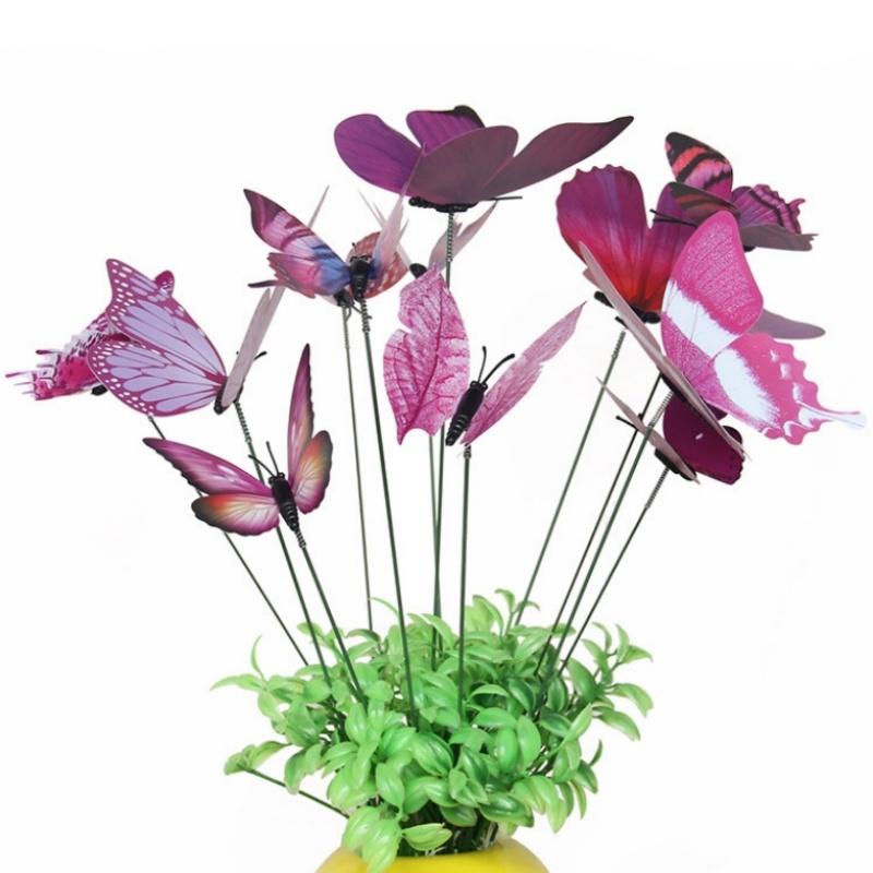 12X Lifelike 3D Butterfly Stakes for Flower Pot Indoor Outdoor Yard Garden Decor