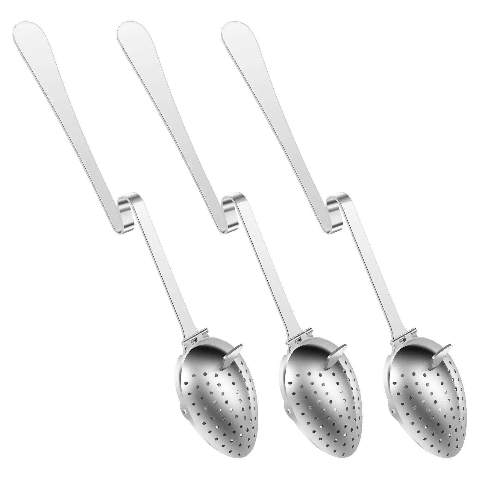 

3Pcs Stainless Steel Tea Infuser Strainer Reusable Fine Mesh Spoon Shape Tea Filter Easy to Use for Home Office Drinking срібний