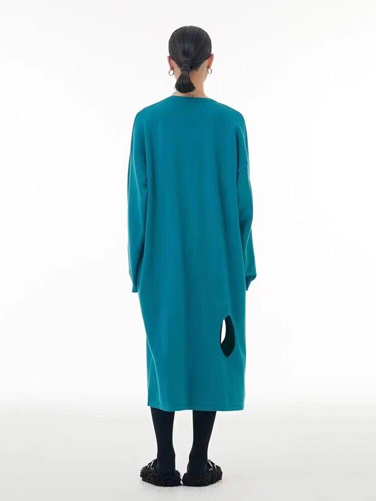 Xitao Fashion Hollow Out Dress Solid Color Casual Women WLD9484