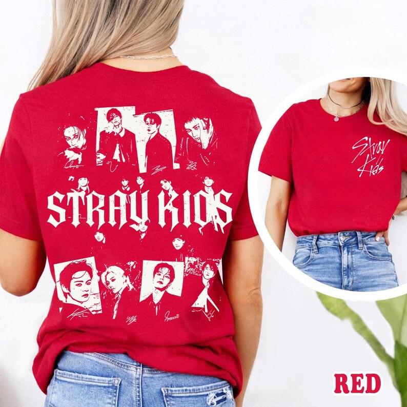 Maglietta a 2 lati Stray Kids, Maglietta Kpop Stray Kids, Maglietta Straykids, Regali per Fan di Musica Kpop, Maglietta di Compleanno Straykids, Maglietta Kpop Bambini Ragazzi
