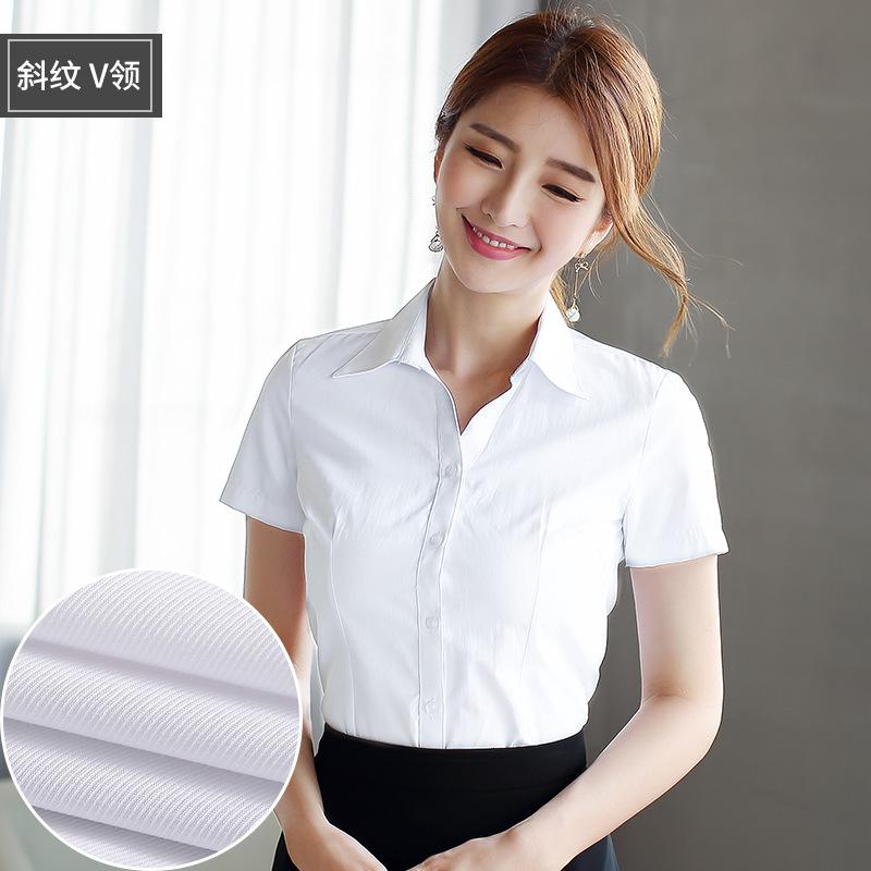 Camisa de Mujer Cuello en V Manga Larga Ajustada Casual Botones Delanteros Oficina Trabajo Blusa Top