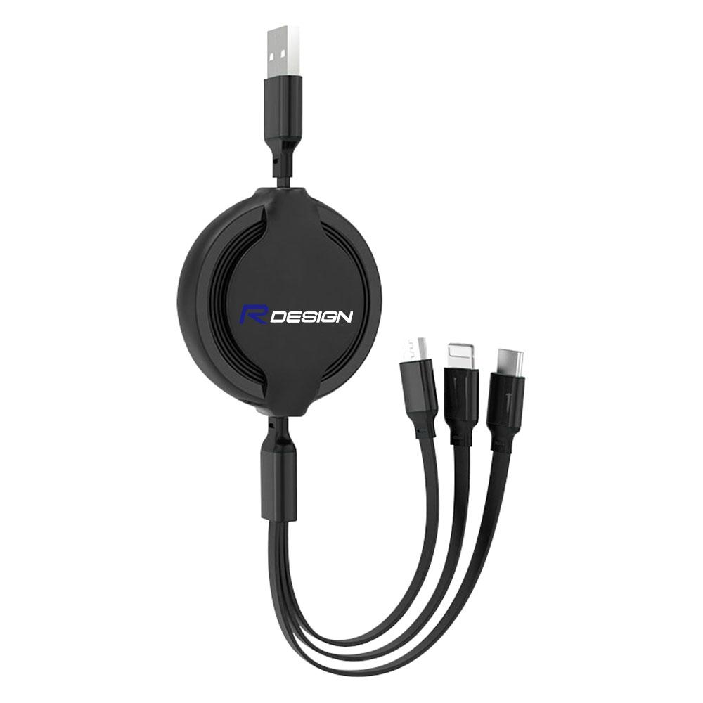 Retractable 3 in1 Data Cable Car Charging Cable Applicable to Apple type-c Android phone For Volvo Rdesign AWD V60 S60 XC60 XC90