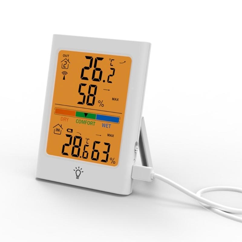 Hygrometer Humidity Gauge Meter Wireless Indoor Outdoor Thermometer Room Thermometer for Home Temperature & Humidity