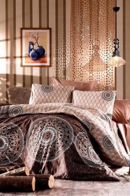 Dimas Bedding Set 4 Pcs, Duvet Cover, Bed Sheet, Pillowcase, Double Size, Self Patterned, Wedding, Daily Use Brown