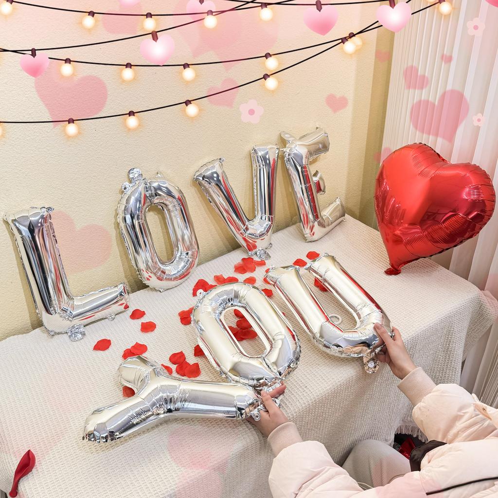 Rose Künstliche Blütenblätter Rote Ballons Set Liebesherz Latex Folienballon Hochzeit Romantische Nacht Valentinstag Party Dekoration