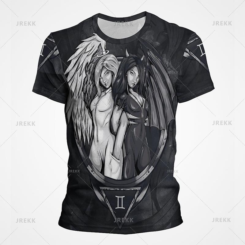 Scorpio Leo Pisces Sagittarius Twelve Constellation T Shirt Men Summer Vintage Tshirt Funny 3D Print T-shirt Casual Tops Tee