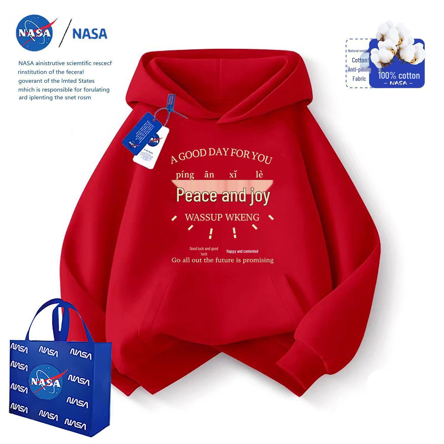 2026 Year of the Horse Parent-Child Velvet Hoodie Red Silver Fox Design New Year Celebration 140 1870₽