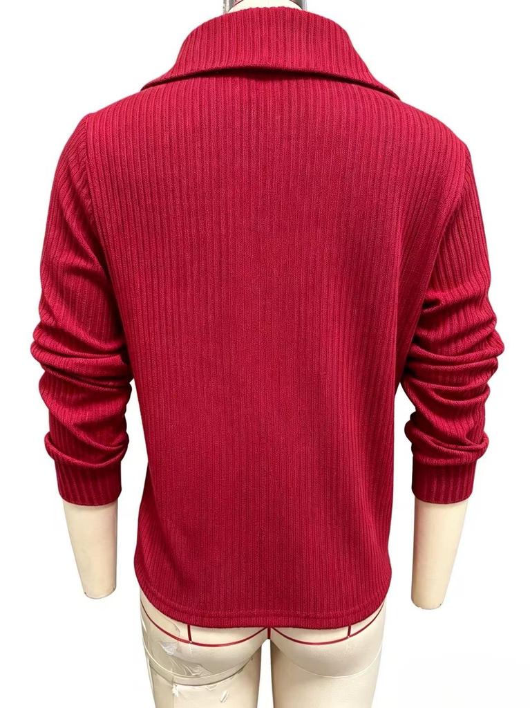 2026 European & American Women's Autumn/Winter Nine-Sleeve Lapel Button Solid Color Fashion