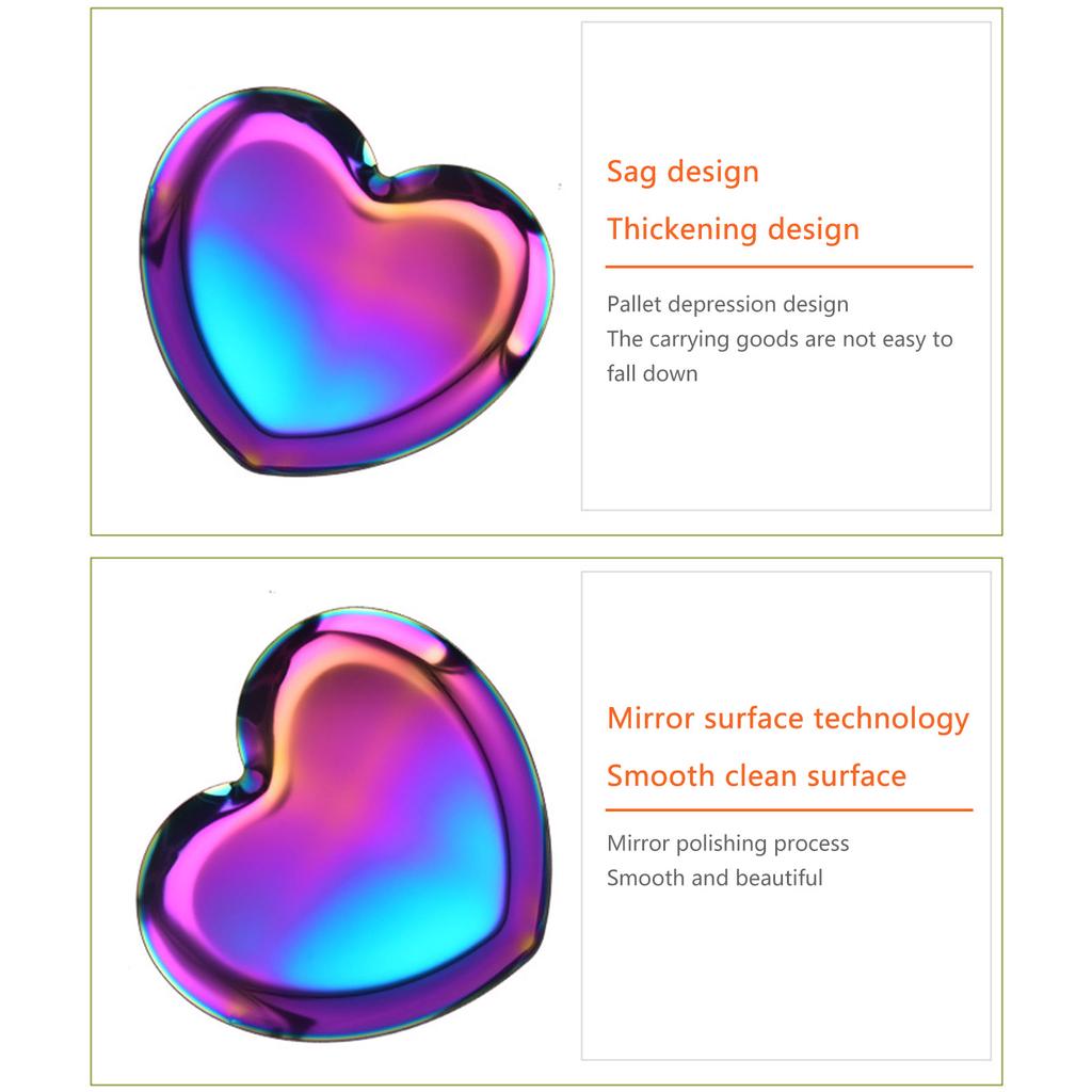 Jewelry Tray Ring Dish Stainless Steel Small Tray Heart Shaped Rings Jewelry Plate Decorative Tray for Home Decor