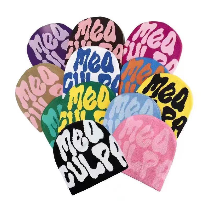 European and American Trendy Letter Jacquard Beanie - Cross-Border Hot-Selling Pullover Knit Hat