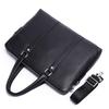 Men's Large Capacity Leather Briefcase – Multi-Compartment, Double Zip, Horizontal Laptop Bag