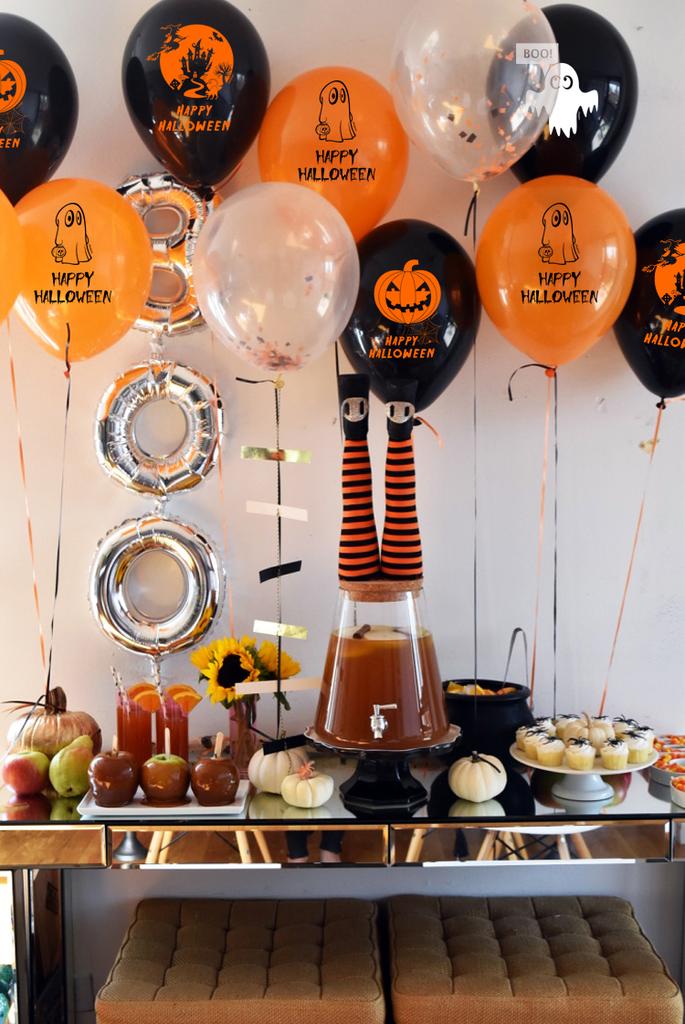 Zestaw Balonów Halloween Pomrańczowe Czarne 62Szt.