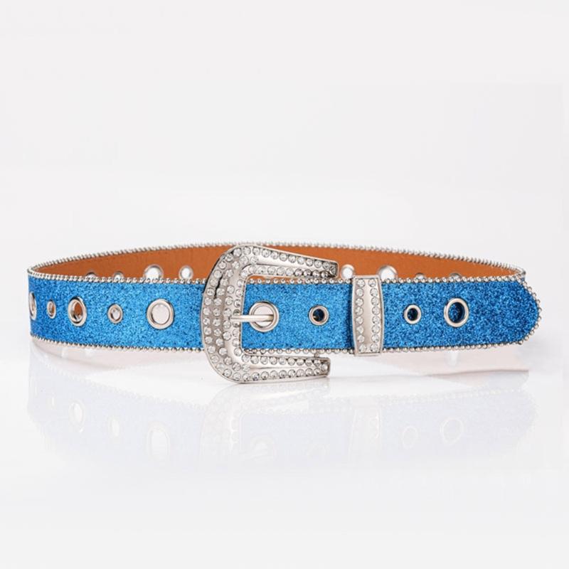 Adjust Pin Buckle Diamond Waist Belt Adult Western Full Sequin Adjustable Belt