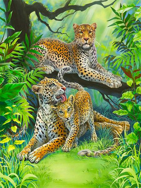 5D DIY Diamond Painting Leopard Mosaic Diamond Embroidery Full Round Drill Animal Cross Stitch Kit Home Decoration