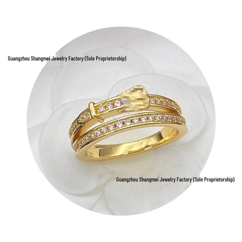 Регулируемое двойное бриллиантовое кольцо Hermes Style 2