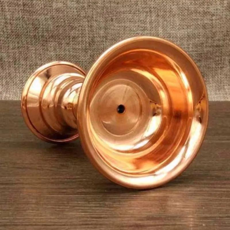 Red Brass Tibetan Candlestick Religion Handcrafted Polishing Altars Candle Floating Light Lamp Buddhist Tribute Table Decoration