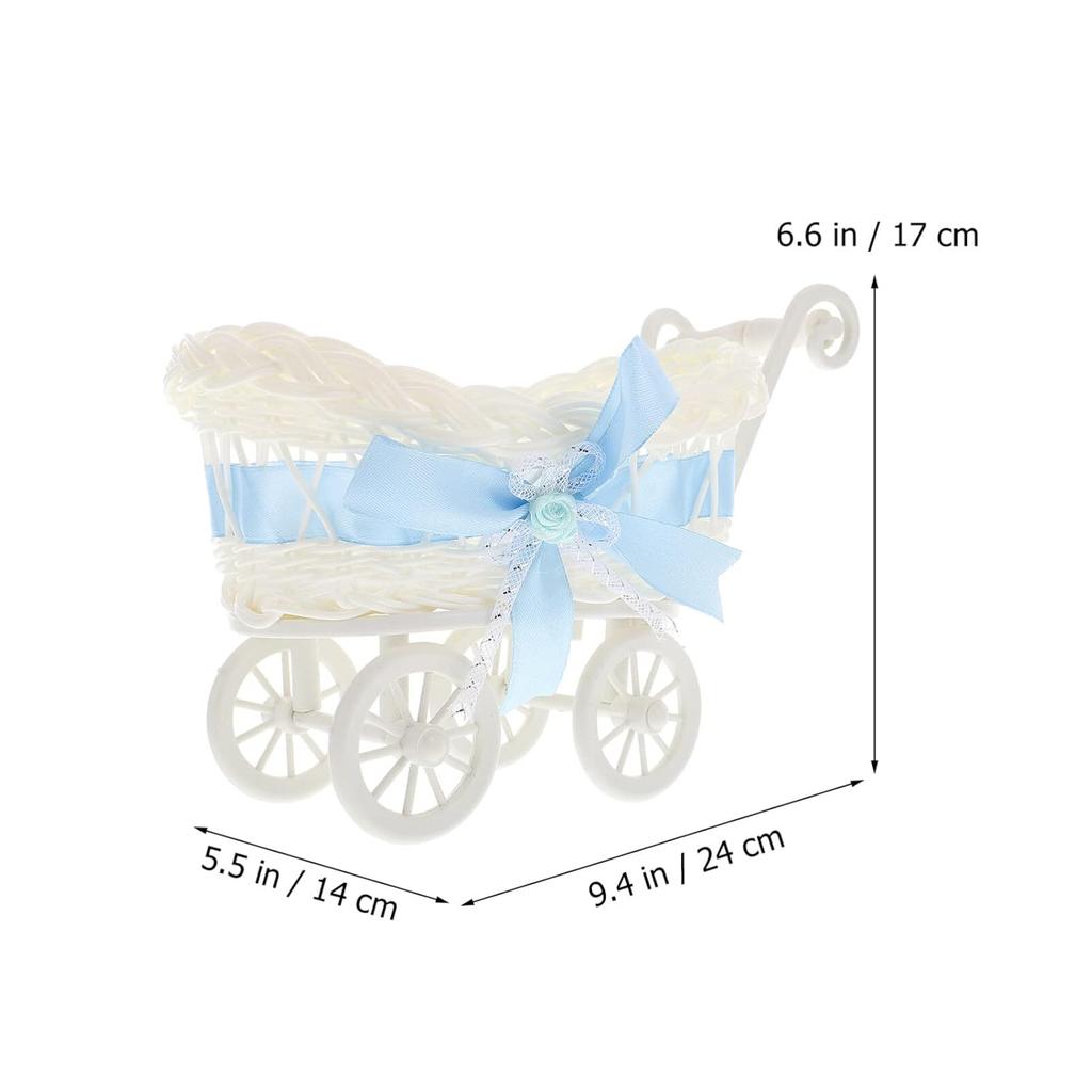 Party Woven Baskets Woven Flower Rattan Candy Basket Baby Stroller Basket Baby Shower Carriage Stroller Centerpiece Stroller Carriage Centerpiece