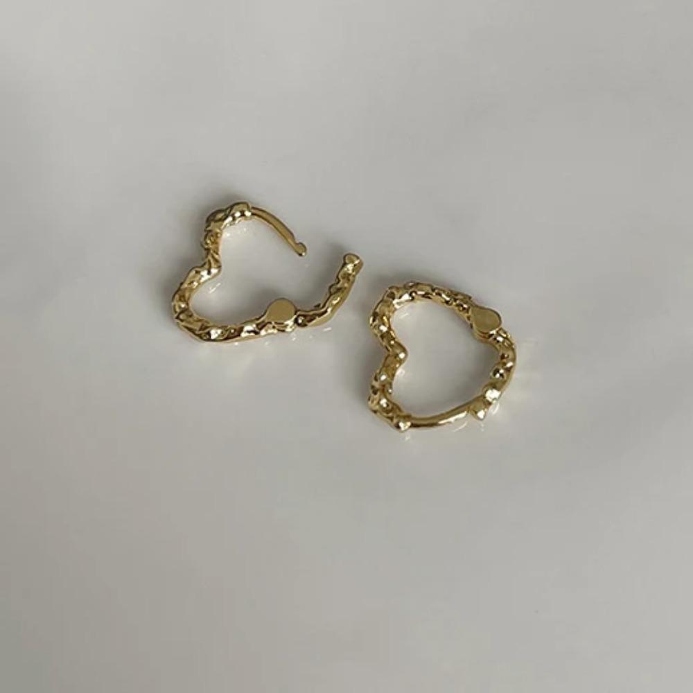 925 Silver Hollow Heart Hoop Earrings Fashion Women Minimalist Jewelry Geometric Accessories