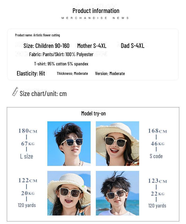 Chiffon Beach Outfits: Stylish Mother-Daughter Dresses for Family of Three or Four
