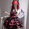 In-Stock Rose Butler Black & Red Strappy Lolita JSK Dress - Cute Two-Dimensional Sweet & Spicy Cosplay Outfit