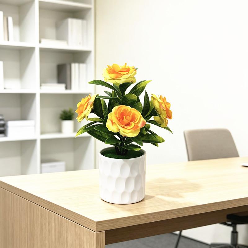Romantic Rose Artificial Plant With Plastic Material For Wedding Decor And Photography Props