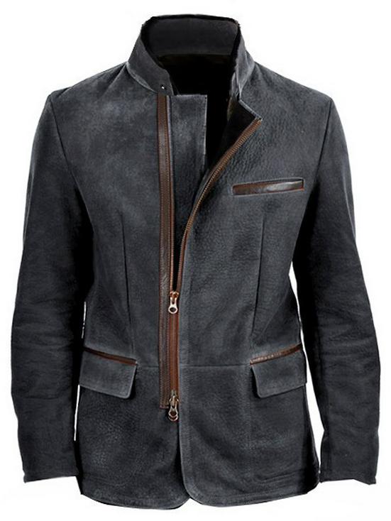 Men's Solid Color British Style Fitted Zipper Jacket with Flap Pockets